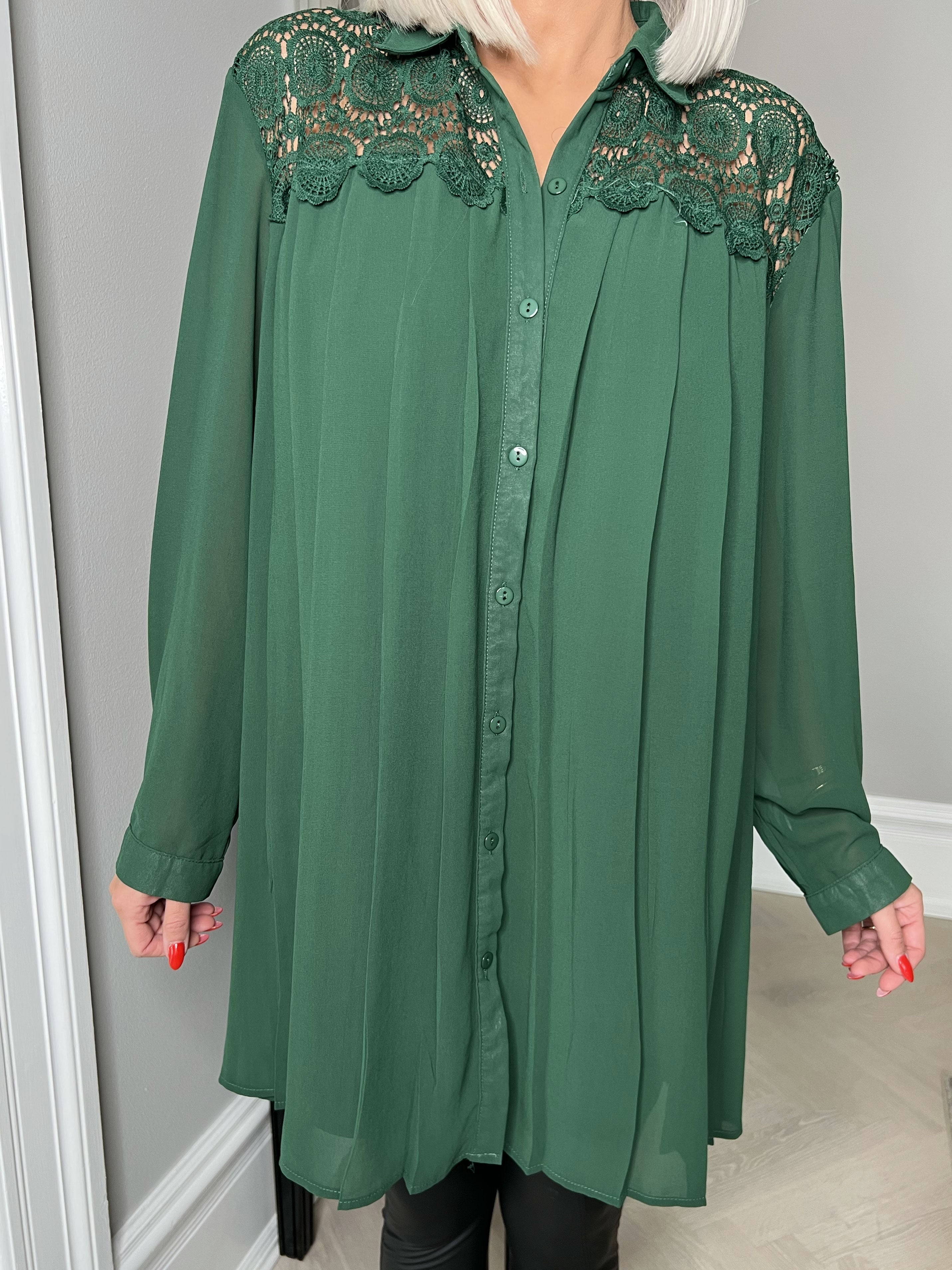 Veronika - Finast tunika med veck - Green